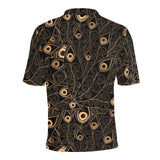 Gold peacock feather pattern Men's All Over Print Polo Shirt