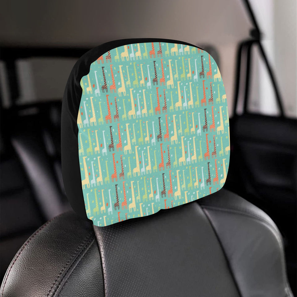 Giraffe Pattern Print Design 01 Car Headrest Cover