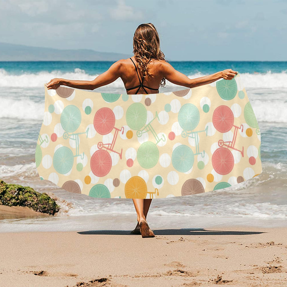 Bicycle Pattern Print Design 01 Beach Towel