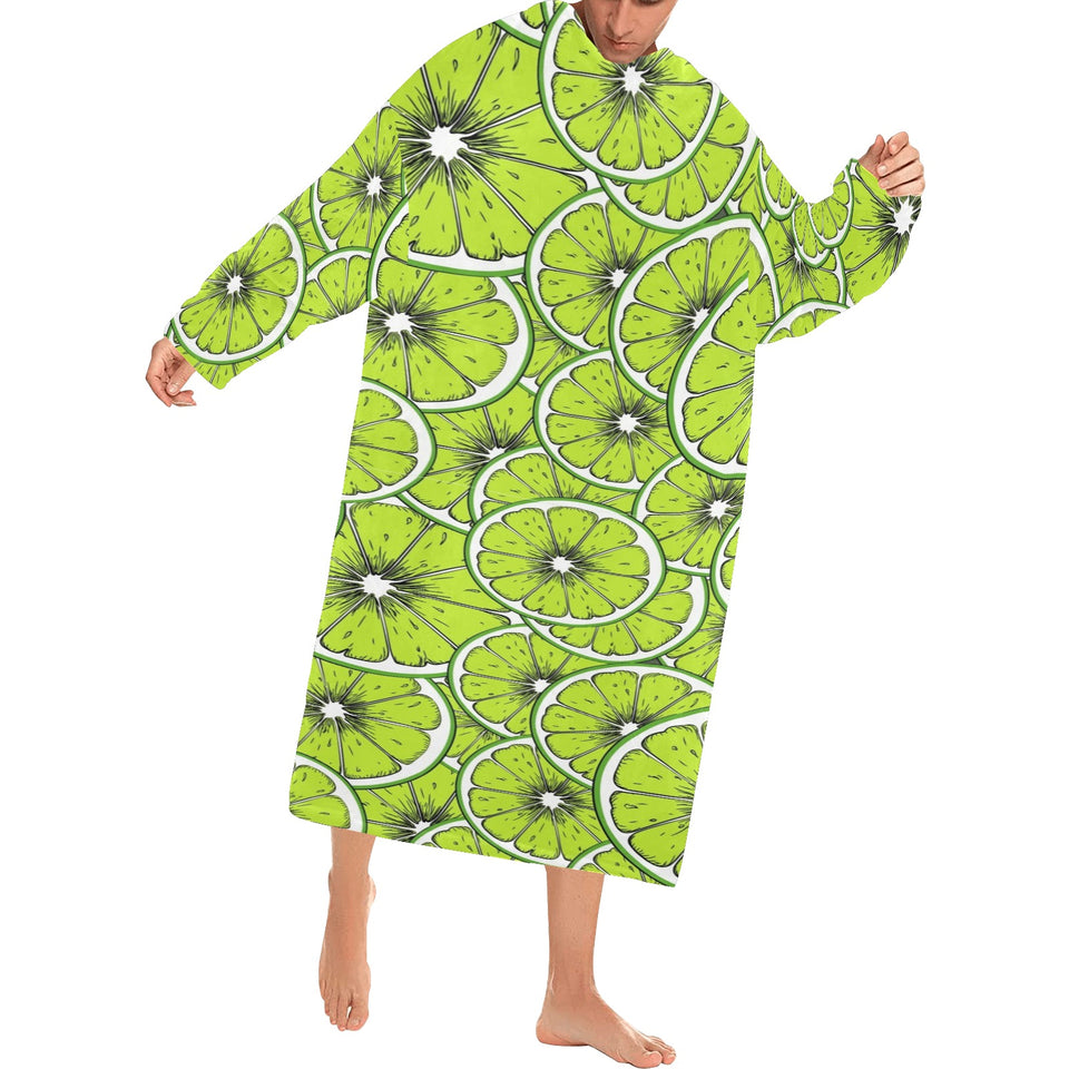 Slices of Lime design pattern Blanket Robe with Sleeves