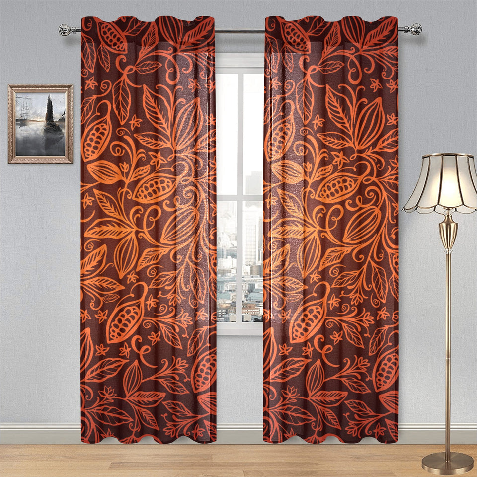 cacao beans tribal polynesian pattern Gauze Curtain