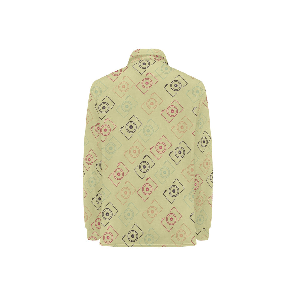 Camera Pattern Print Design 01 Women's Long Sleeve Polo Shirt