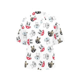 French bulldog cup paw pattern Women's All Over Print Hawaiian Shirt