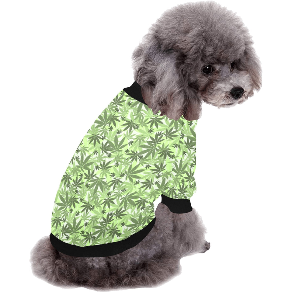 Canabis Marijuana Weed Pattern Print Design 01 All Over Print Pet Dog Round Neck Fuzzy Shirt
