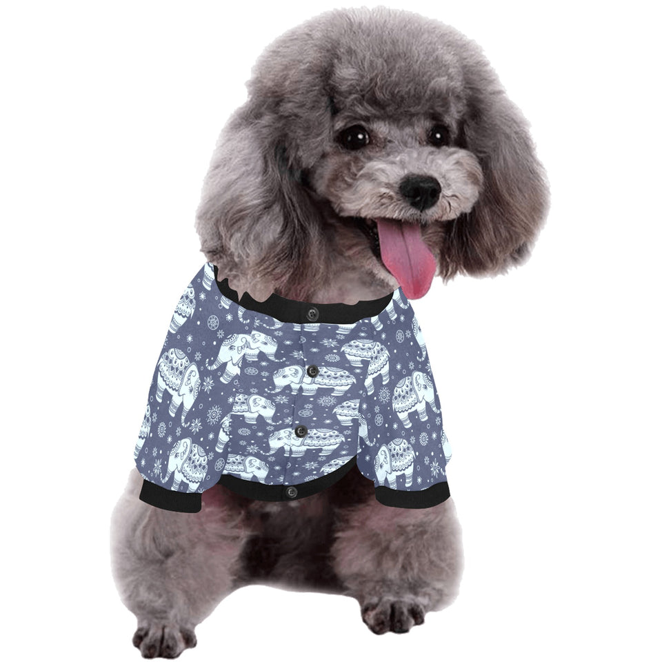 Elephant tribal design pattern All Over Print Pet Dog Round Neck Fuzzy Shirt