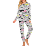 Mustache Beard Pattern Print Design 02 Women's All Over Print Pajama Set