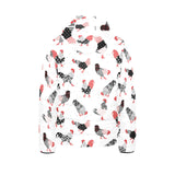 Cool rooster chicken cock floral ornament backgrou Kids' Boys' Girls' Padded Hooded Jacket