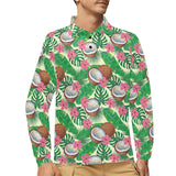 Coconut Pattern Print Design 01 Men's Long Sleeve Polo Shirt