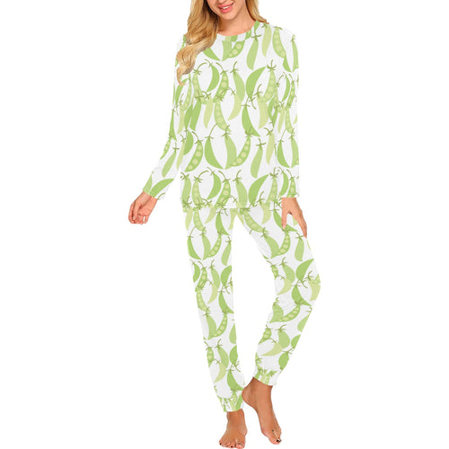 Green Peas Pattern Print Design 03 Women's All Over Print Pajama Set