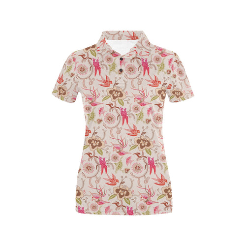 Swallow Pattern Print Design 01 Women's All Over Print Polo Shirt