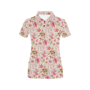 Swallow Pattern Print Design 01 Women's All Over Print Polo Shirt
