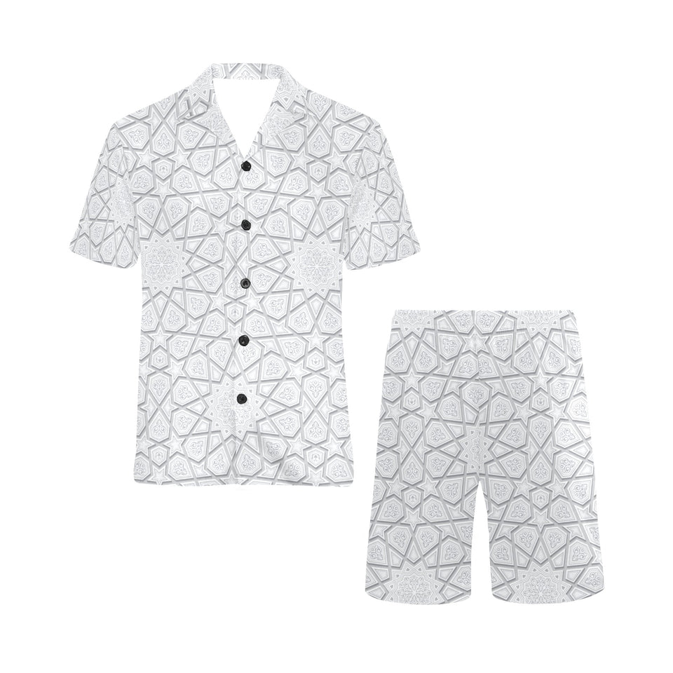 arabic star pattern Men's V-Neck Short Pajama Set