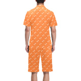 Engine Piston Orange Background Pattern Design 05 Men's V-Neck Short Pajama Set
