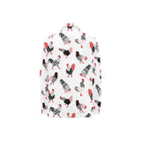 Cool rooster chicken cock floral ornament backgrou Women's Long Sleeve Polo Shirt