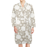 Scallop shell pattern Men's Long Sleeve Belted Night Robe