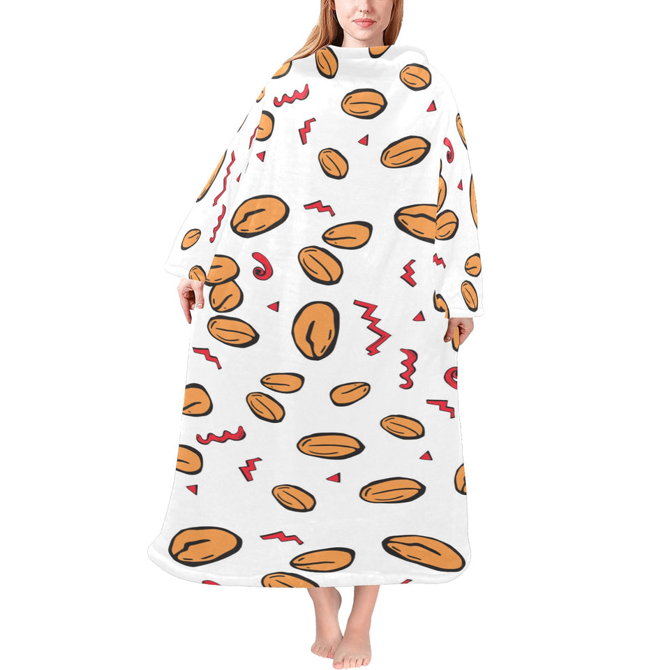 peanuts pattern background Blanket Robe with Sleeves