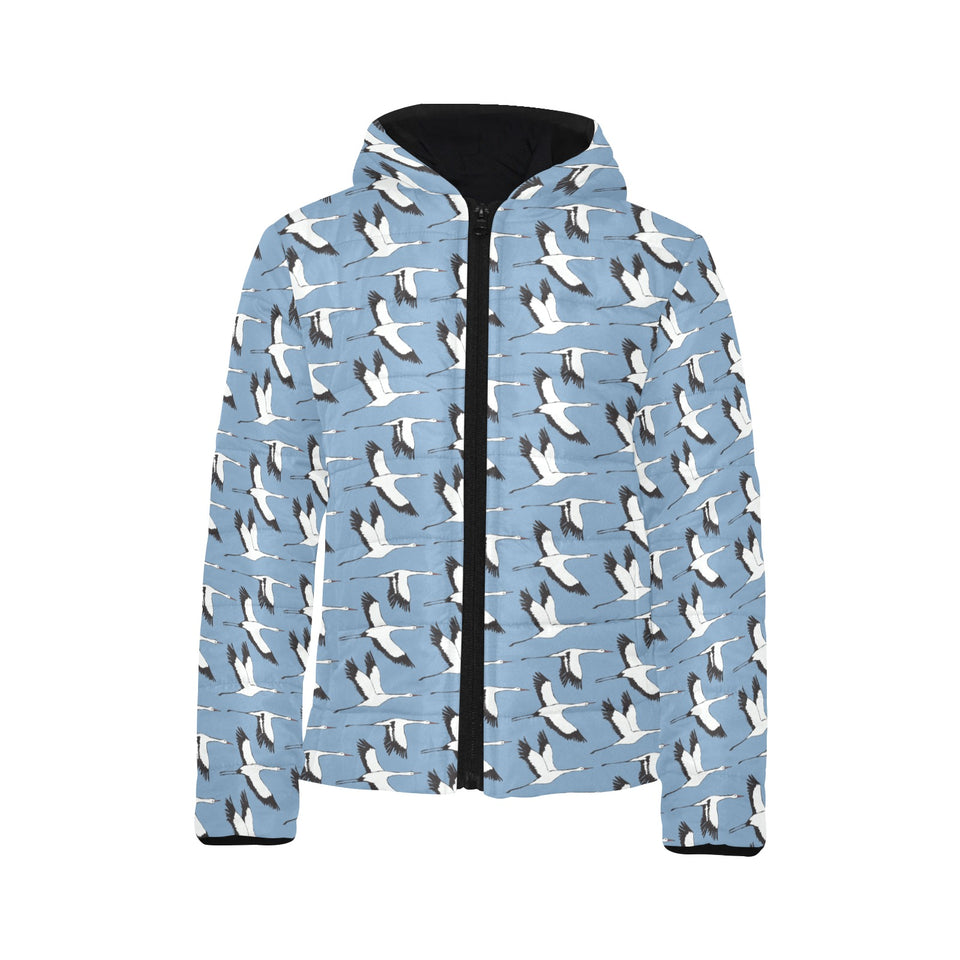 Seagull Pattern Print Design 04 Kids' Boys' Girls' Padded Hooded Jacket