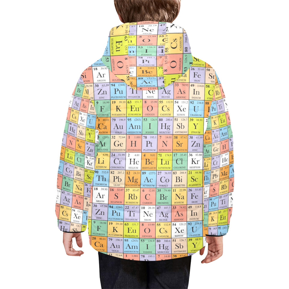 Chemistry Periodic Table Pattern Print Design 01 Kids' Boys' Girls' Padded Hooded Jacket
