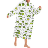 Sketch funny frog pattern Blanket Robe with Sleeves
