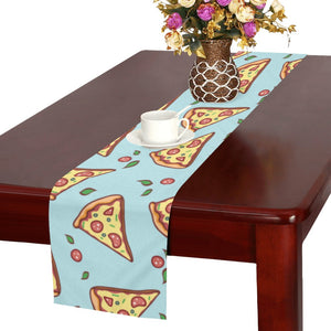 Hand drawn pizza blue background Table Runner