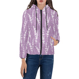 Lavender flowers purple pattern Women's Padded Hooded Jacket