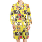 Camera Pattern Print Design 02 Men's Long Sleeve Belted Night Robe