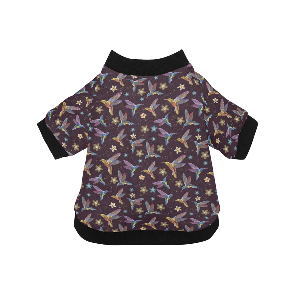 Hummingbird Pattern Print Design 04 All Over Print Pet Dog Round Neck Fuzzy Shirt
