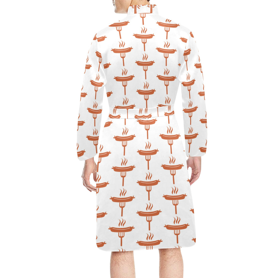 Sausage Pattern Print Design 05 Men's Long Sleeve Belted Night Robe