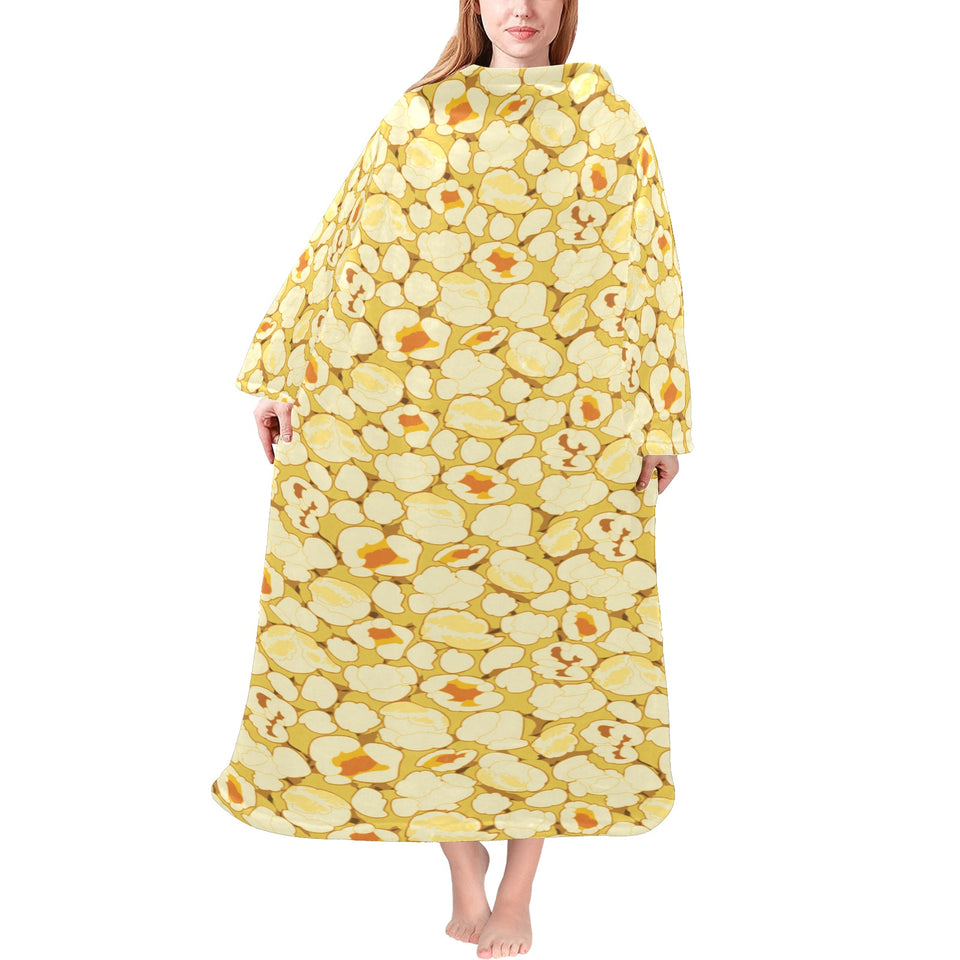 Popcorn Pattern Print Design 04 Blanket Robe with Sleeves