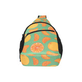 orange fruit pattern green background All Over Print Chest Bag