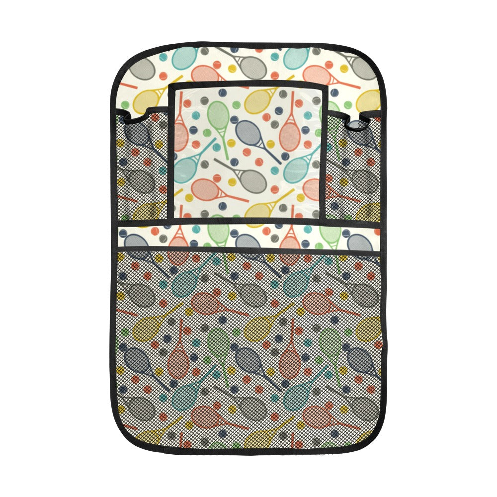 Tennis Pattern Print Design 03 Car Seat Back Organizer