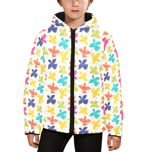 Pigeon Pattern Print Design 01 Kids' Boys' Girls' Padded Hooded Jacket
