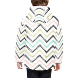 zigzag chevron paint pattern Kids' Boys' Girls' Padded Hooded Jacket