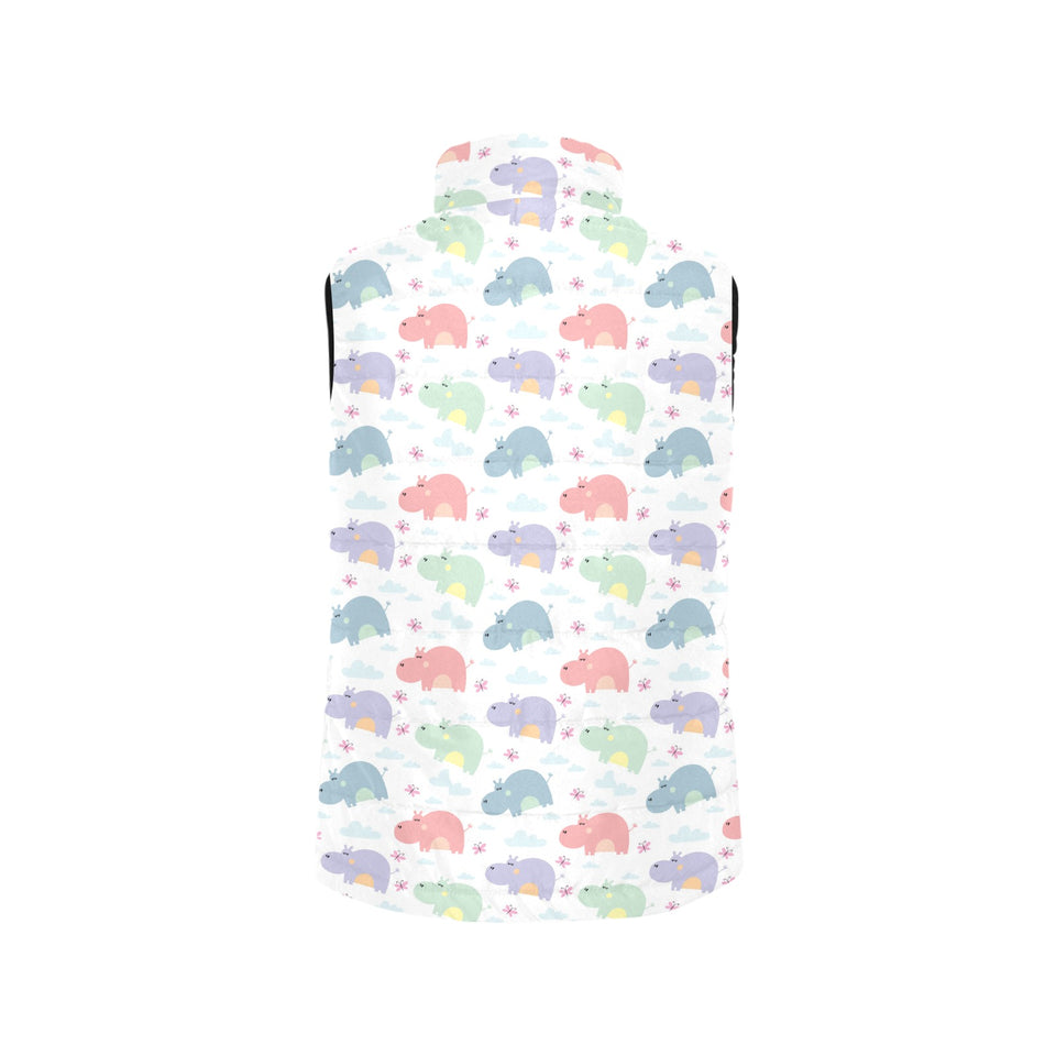Hippopotamus Pattern Print Design 03 Women's Padded Vest