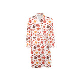Colorful Maple Leaf pattern Men's Long Sleeve Belted Night Robe