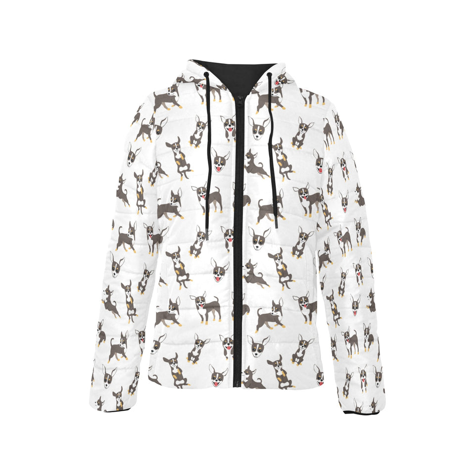 Chihuahua dog pattern Women's Padded Hooded Jacket