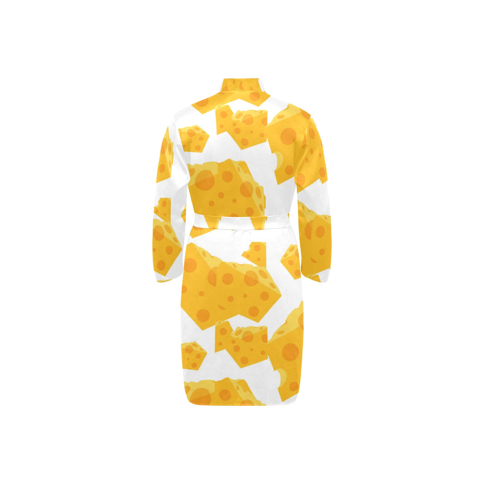 Cheese slice pattern Men's Long Sleeve Belted Night Robe