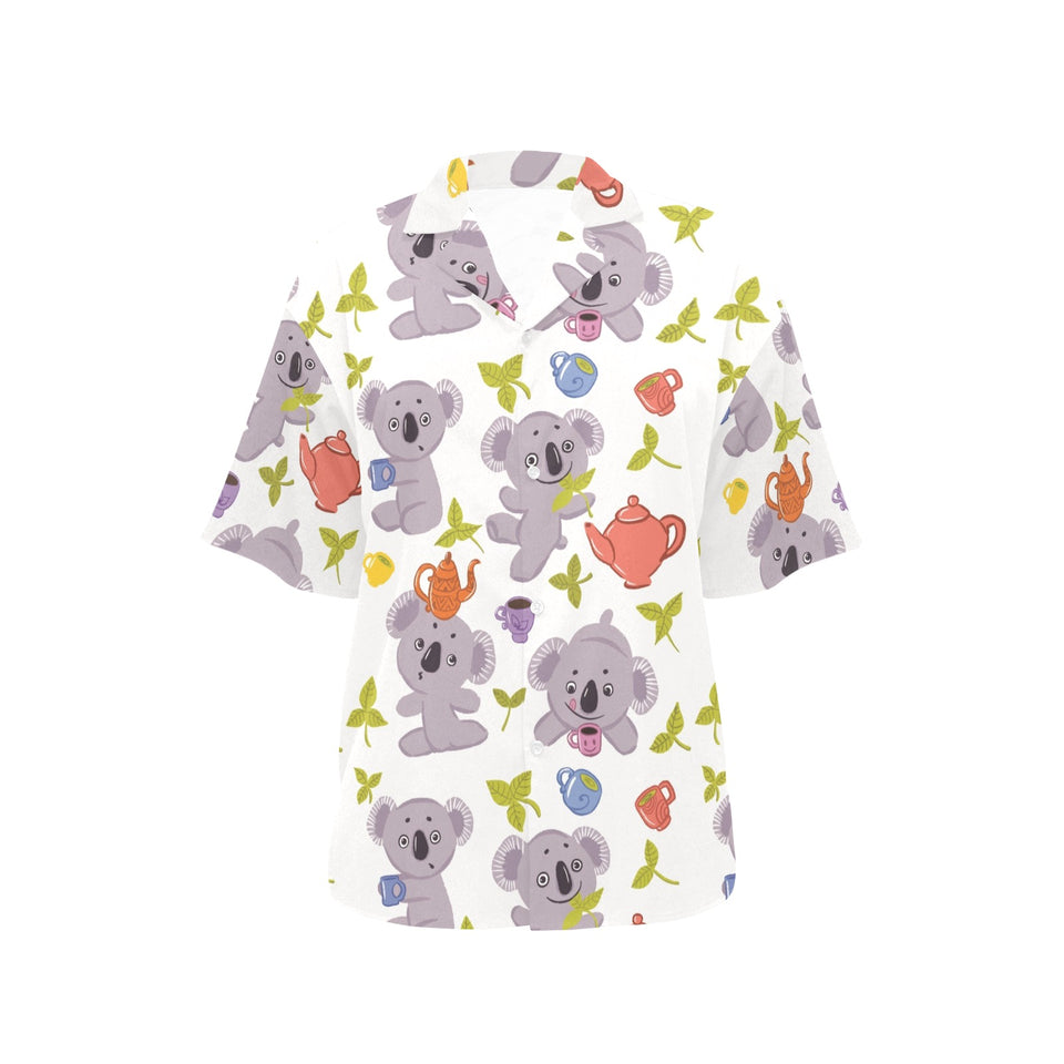 Cute koalas teapots tea Women's All Over Print Hawaiian Shirt