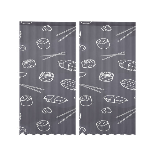 sushi pattern black background Gauze Curtain