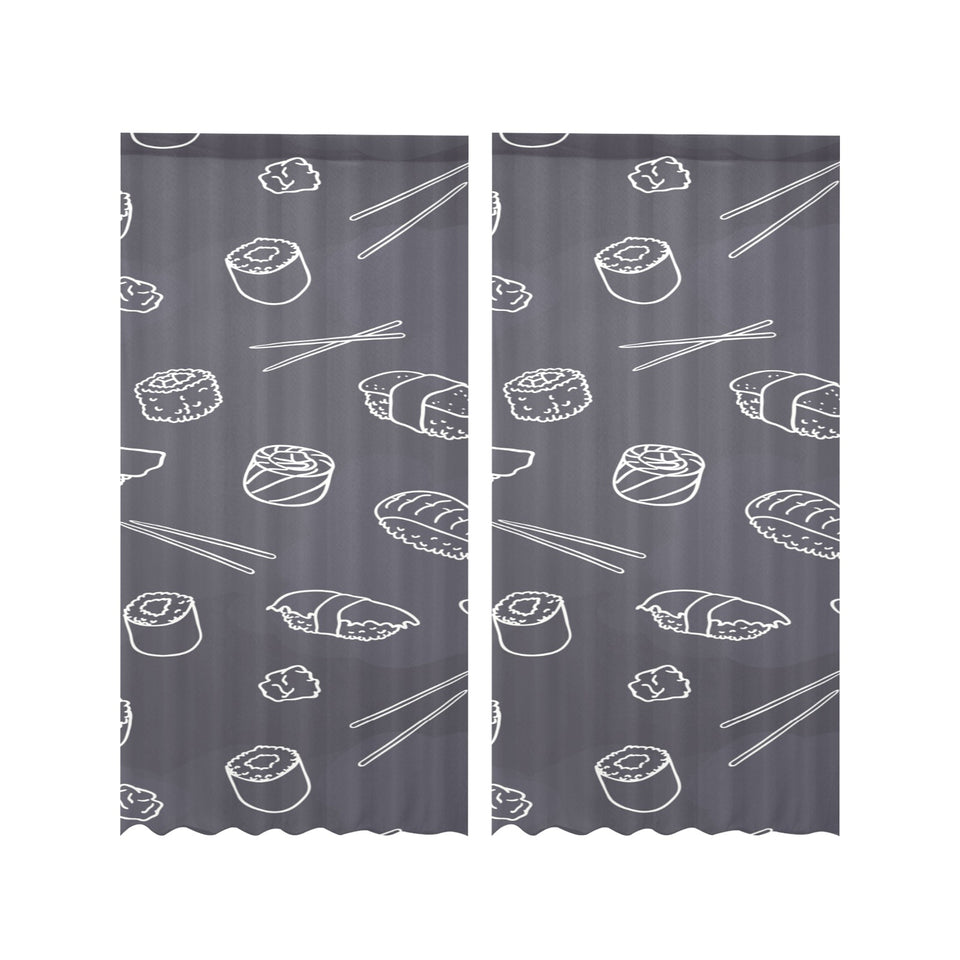 sushi pattern black background Gauze Curtain