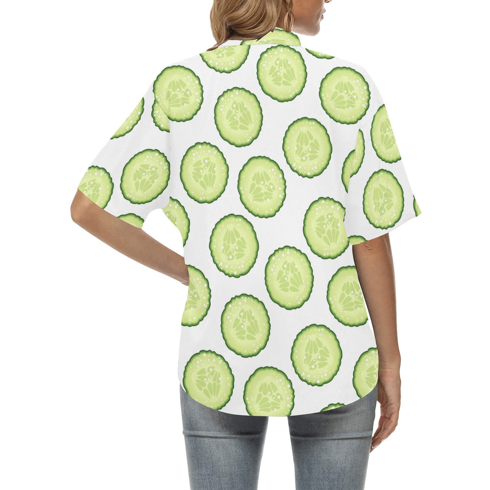 Cucumber slices pattern Women's All Over Print Hawaiian Shirt