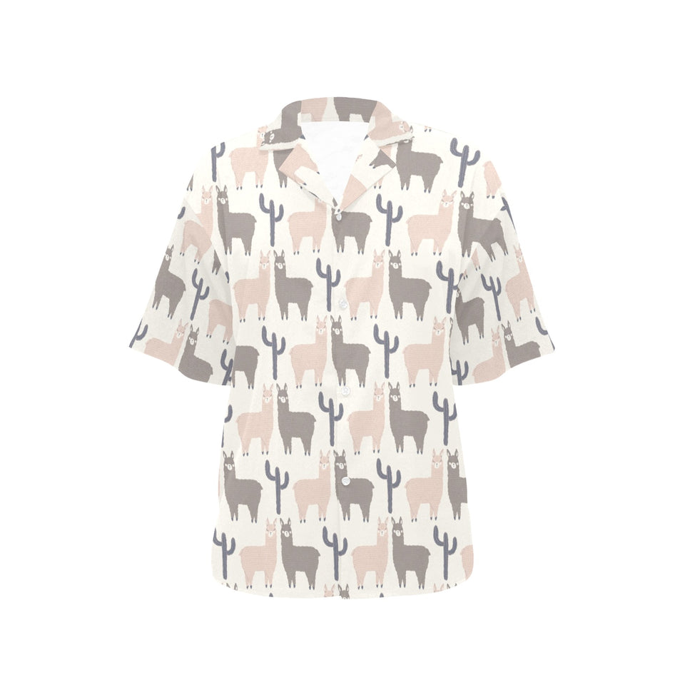 Llama Alpaca pattern Women's All Over Print Hawaiian Shirt