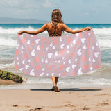 coral white heart pattern Beach Towel