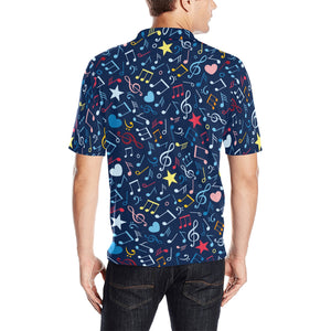 Music Notes Pattern Print Design 03 Men's All Over Print Polo Shirt