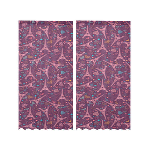 Eiffel Tower Heart Pattern Print Design 04 Gauze Curtain
