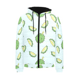 Durian pattern blue background Men's Padded Hooded Jacket