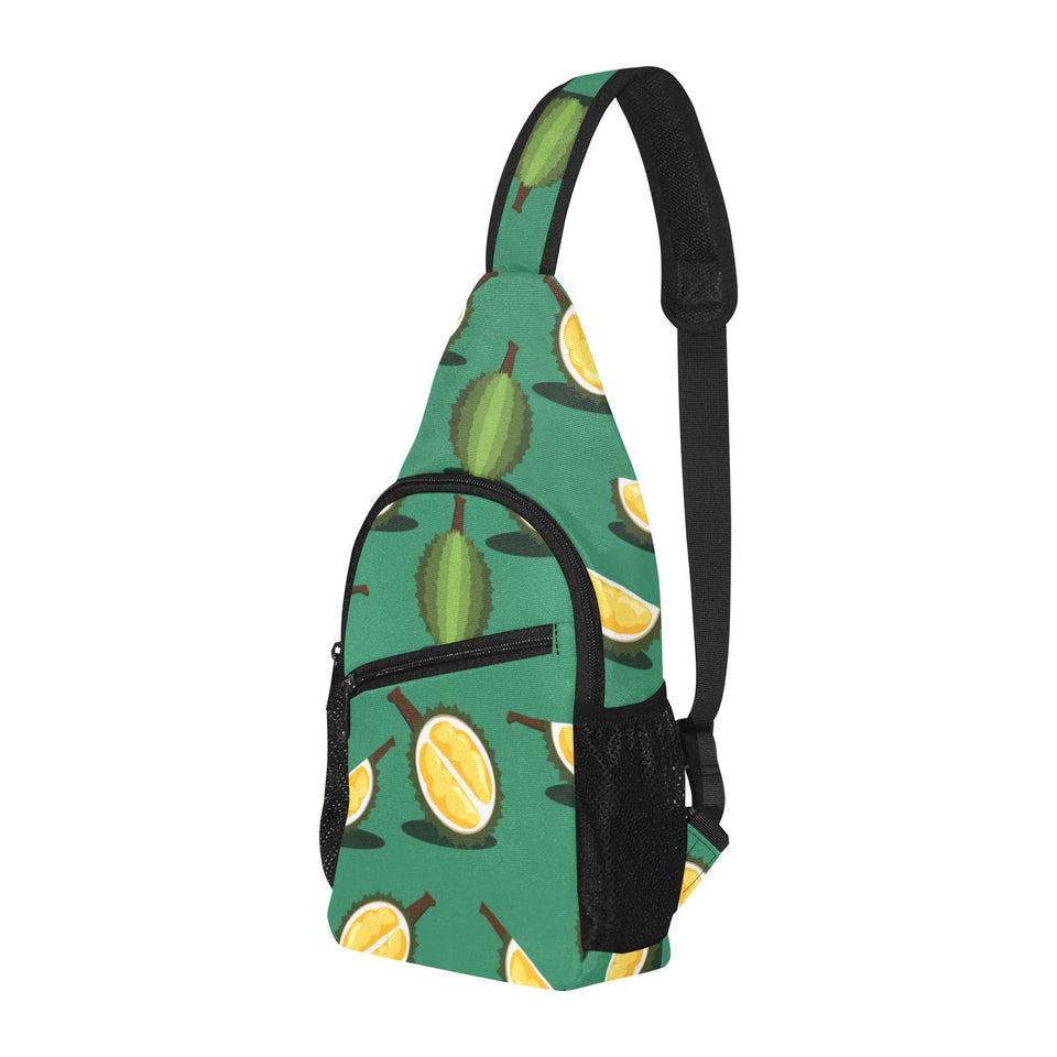Durian pattern green background All Over Print Chest Bag