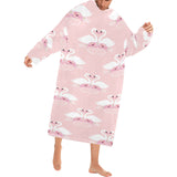 White swan and flower love pattern Blanket Robe with Sleeves