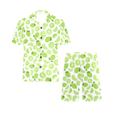 Lime design pattern Men's V-Neck Short Pajama Set