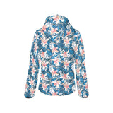 Hibiscus Pattern Print Design 02 Women's Padded Hooded Jacket